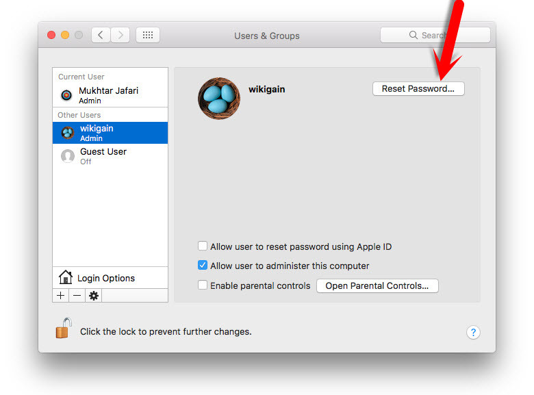 reset forgotten password on mac sierra emulator